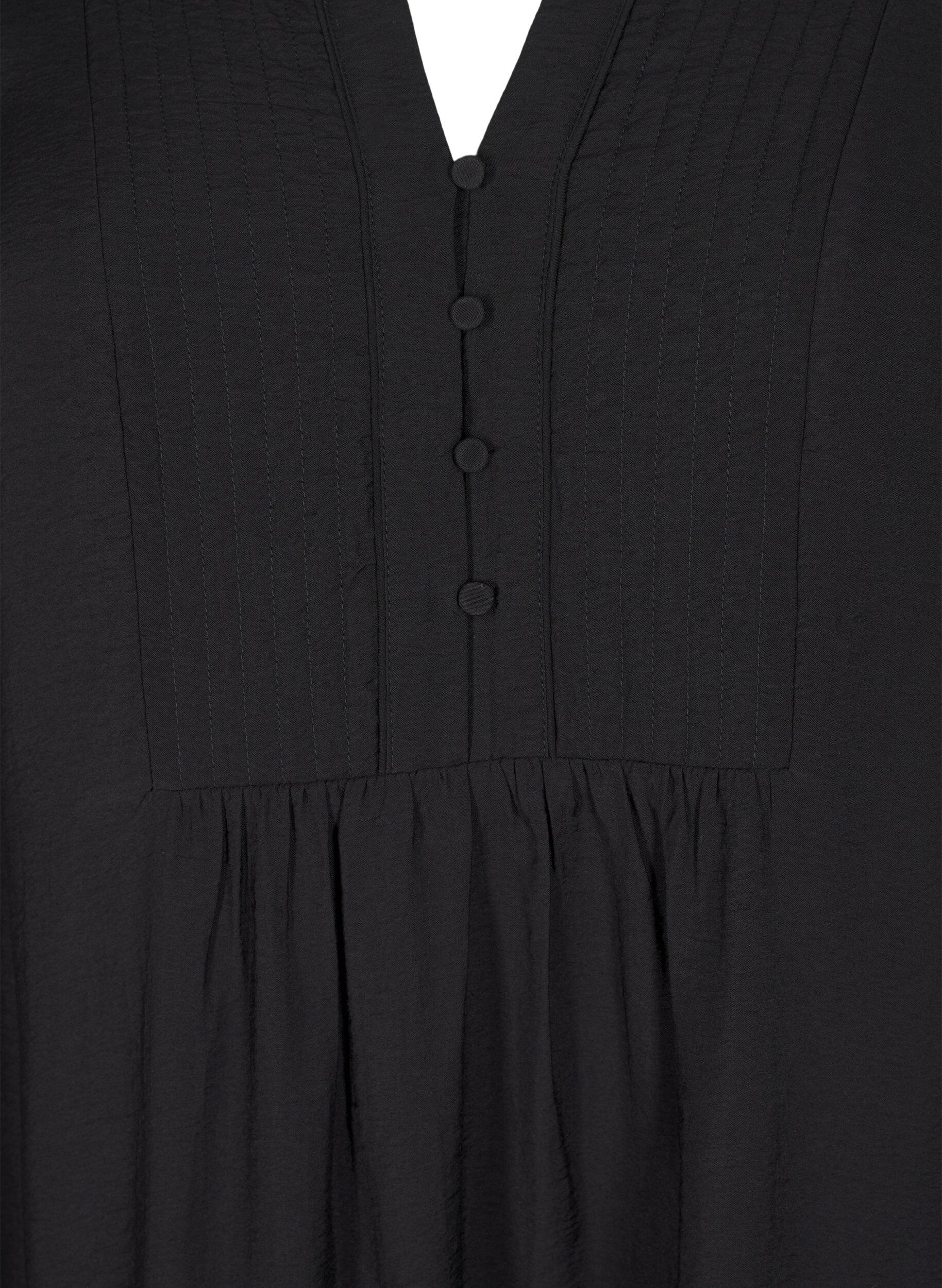 Zizzi Kurzes Kleid mit Ziern&auml;hten und Kn&ouml;pfen, Black, Packshot image number 2