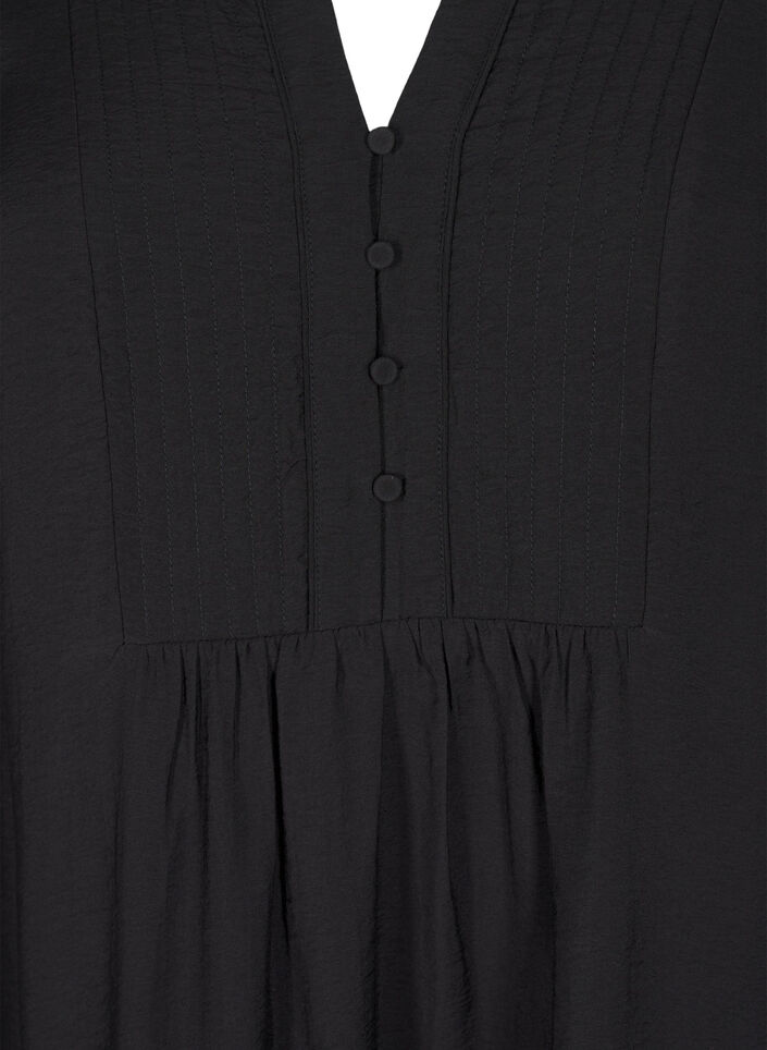 Kurzes Kleid mit Ziernähten und Knöpfen, Black, Packshot image number 2