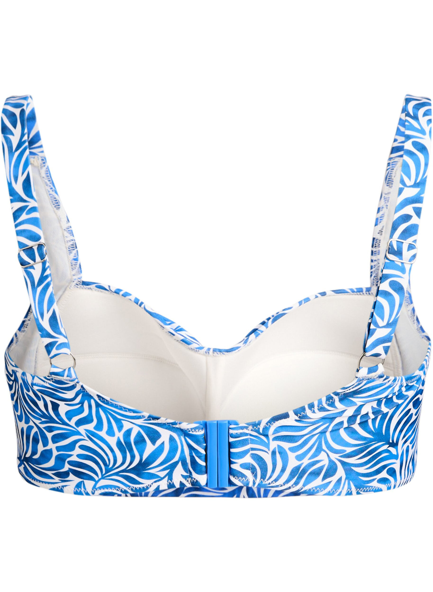 Zizzi Wattierter Bikini-Oberteil mit Print, Blau, Packshot image number 1