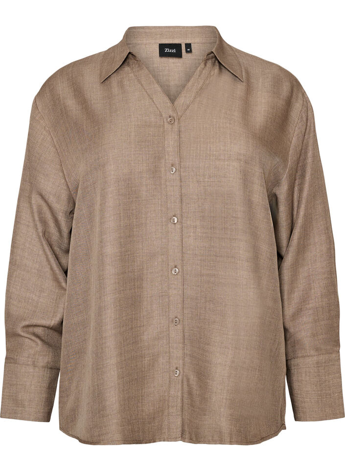 Lockere Bluse mit V-Ausschnitt, Braun, Packshot image number 0