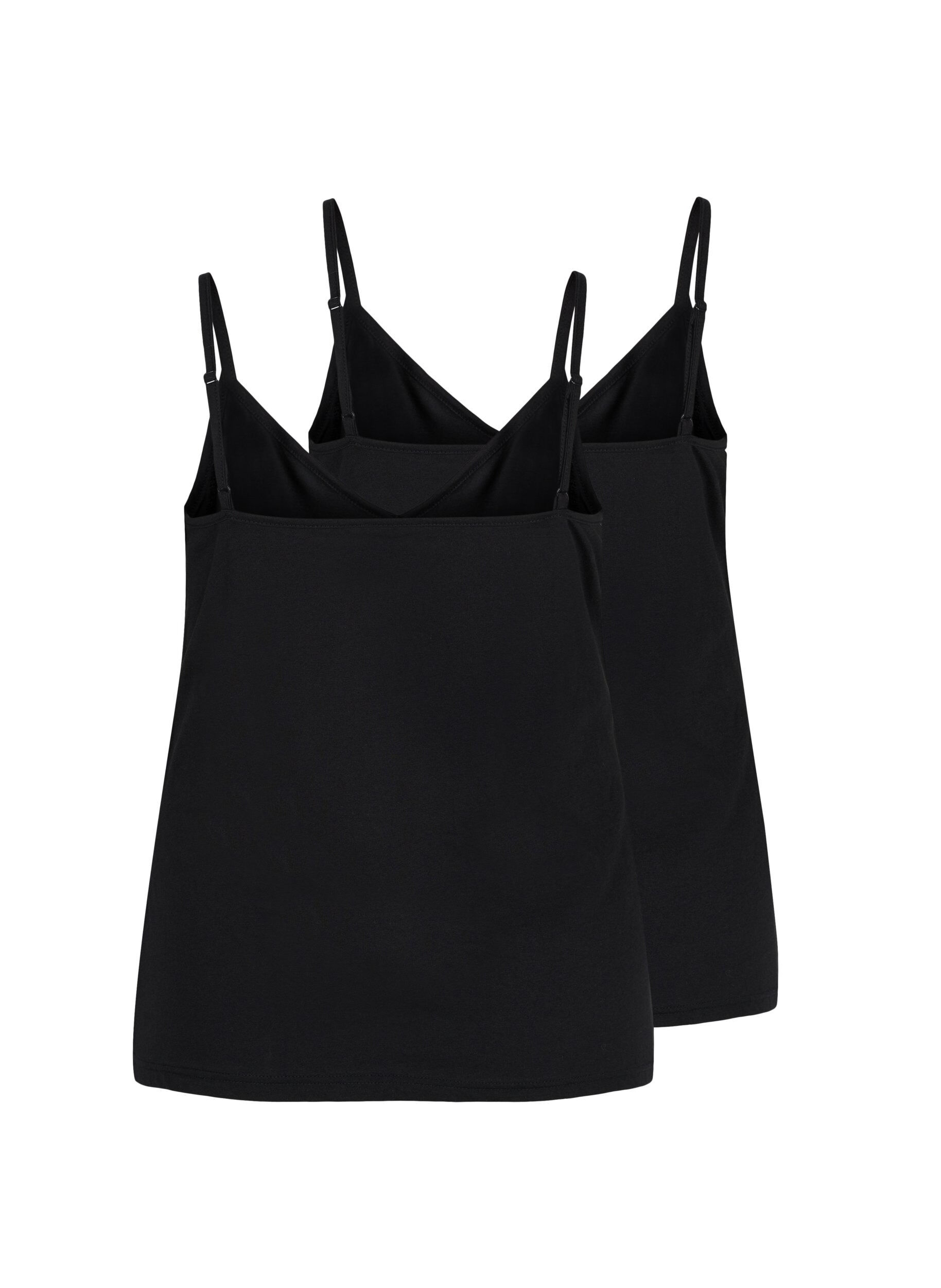 Zizzi 2er-Pack Basic-Top aus Baumwolle, Black/Black, Packshot image number 1