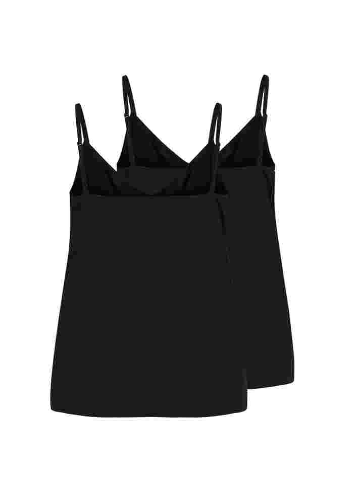 2er-Pack Basic-Top aus Baumwolle, Black/Black, Packshot image number 1