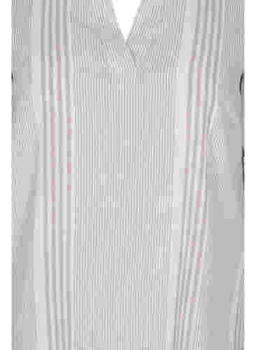 Kleid mit V-Ausschnitt und Kragen, White Taupe Stripe, Packshot image number 2