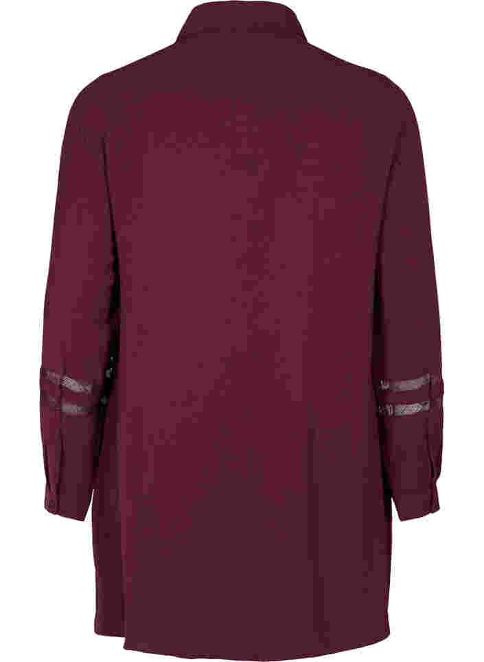 Langes Shirt mit Spitzendetails, Winetasting, Packshot image number 1