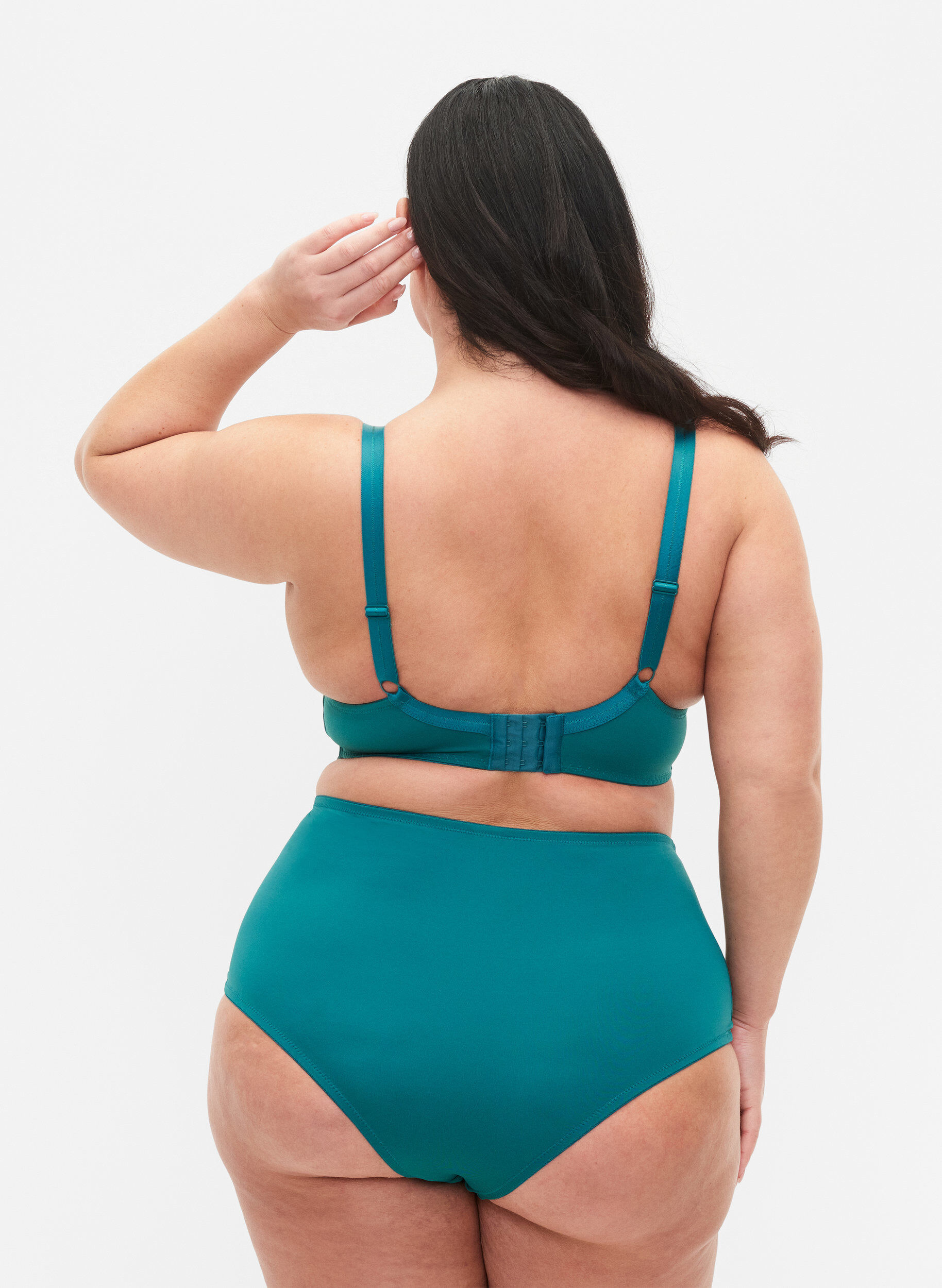 Zizzi Hipster mit Spitze und Hoher Taille, Green-Blue Slate, Model image number 1