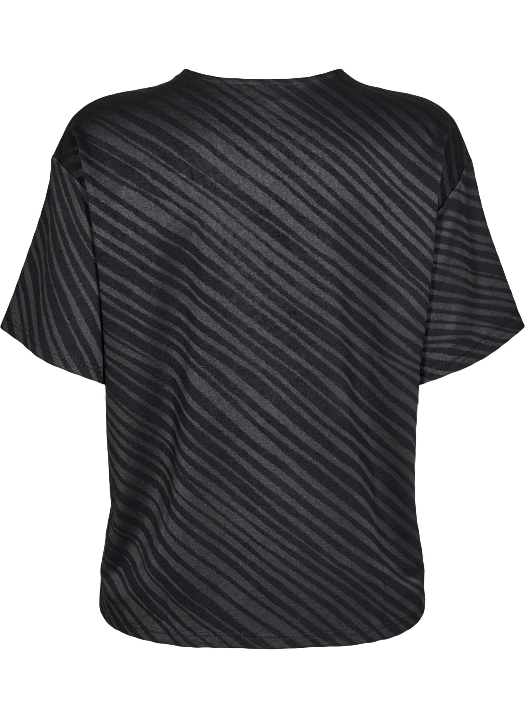 Zizzi Oversize-Bluse mit Muster, Schwarz, Packshot image number 1