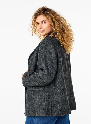 Blazer aus Wollmischung mit Taschen - Grau - Gr. M - Zizzi