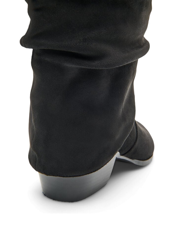 Langer Stiefel in Wildlederoptik mit abnehmbarem Schaft, Schwarz, Packshot