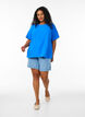 Kurzärmelige Bluse mit Rundhalsausschnitt, Blau, Model image number 1