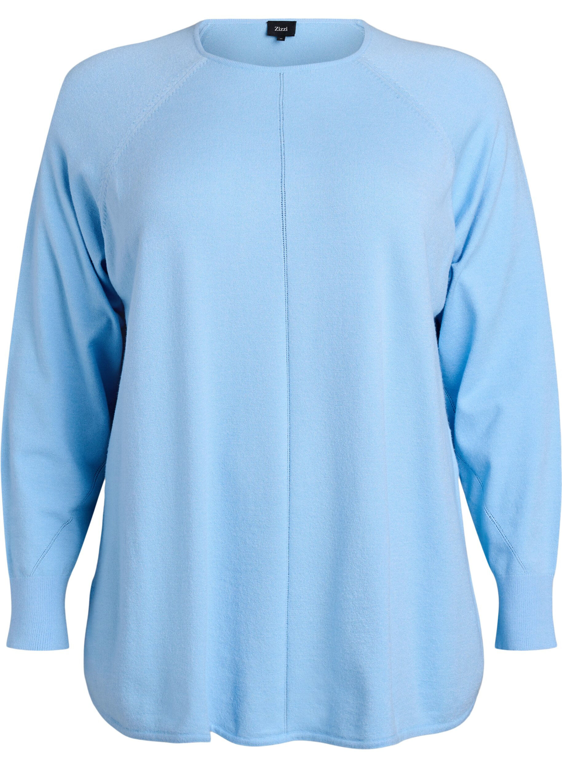 ZizziStrickbluse mit Rundhalsausschnitt und Strickmuster, Blau, Packshot image number 0