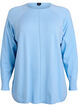 Strickbluse mit Rundhalsausschnitt und Strickmuster, Blau, Packshot image number 0