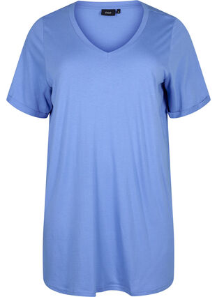 Einfarbiges Oversize T-Shirt mit V-Ausschnitt, Marina, Packshot image number 0