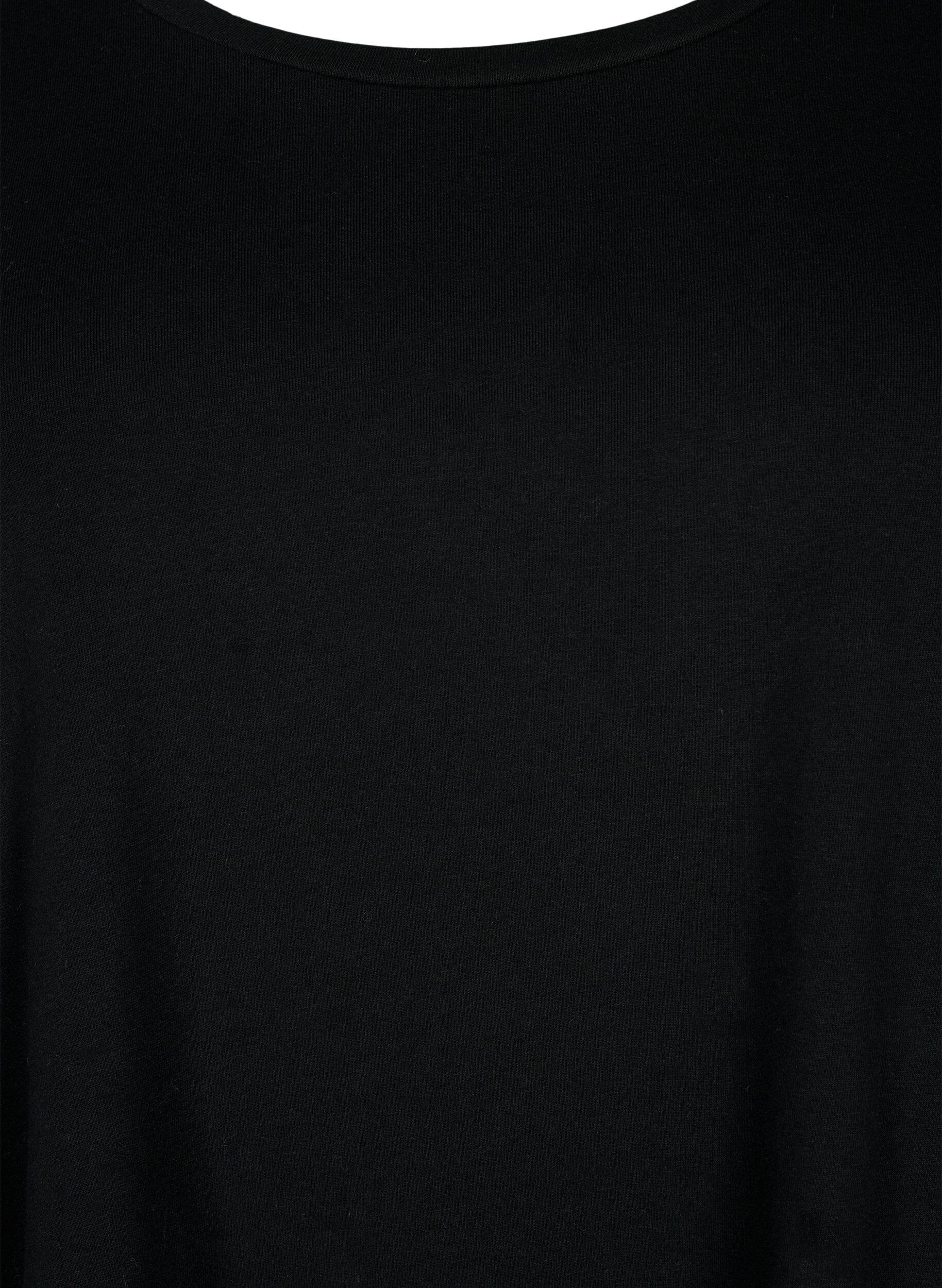 Zizzi Basic T-Shirt aus Baumwolle mit 3/4-&Auml;rmeln, Schwarz, Packshot image number 2
