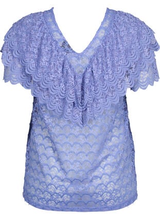 Kurzärmelige Bluse mit Rüschen, Lavender Violet, Packshot image number 1