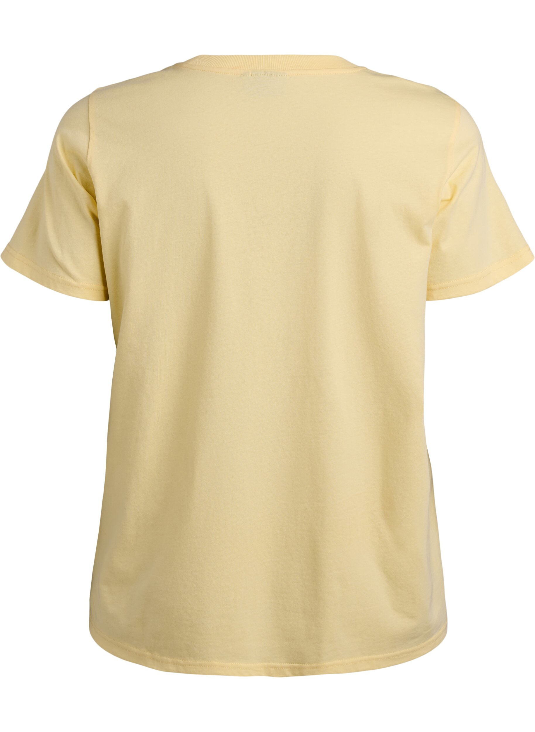 Zizzi Basic-T-Shirt aus Baumwolle mit Rundhalsausschnitt, Gelb, Packshot image number 1