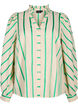 Gestreifte Hemdbluse aus Baumwolle mit Rüschenkragen, Beige Green Stripe, Packshot image number 0