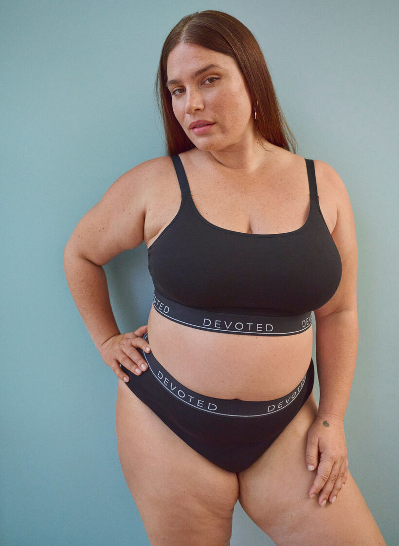 Baumwoll-BH mit verstellbaren Trägern, Schwarz, Image image number 0