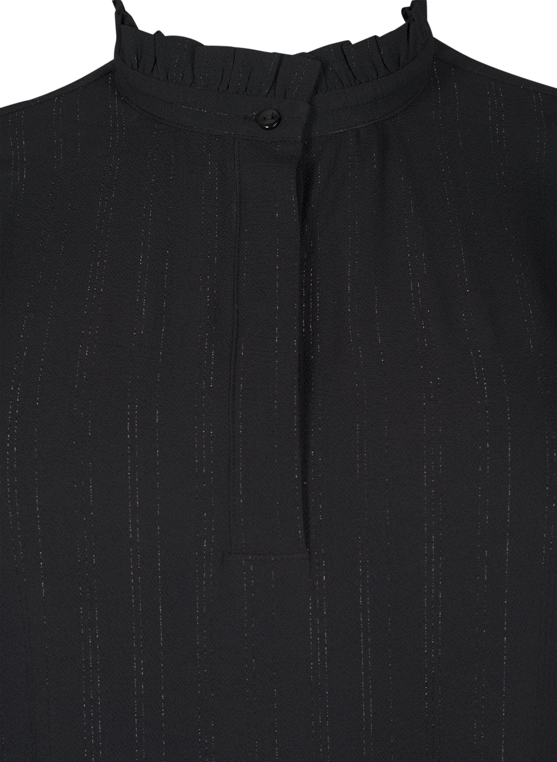 Zizzi Kurzes Kleid mit R&uuml;schen und Glitzer , Schwarz, Packshot image number 2