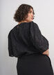 Jacquardbluse mit funkelnden Details und Puff&auml;rmeln, Schwarz, Model image number 2