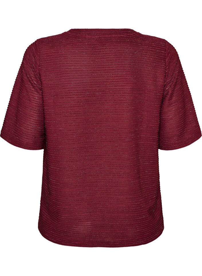 Bluse mit Struktur und Glitzer, Rot, Packshot image number 1