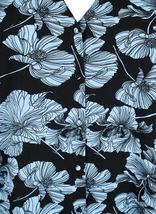  Hemdbluse mit V-Ausschnitt und Aufdruck, Black B. Flower AOP, Packshot image number 2