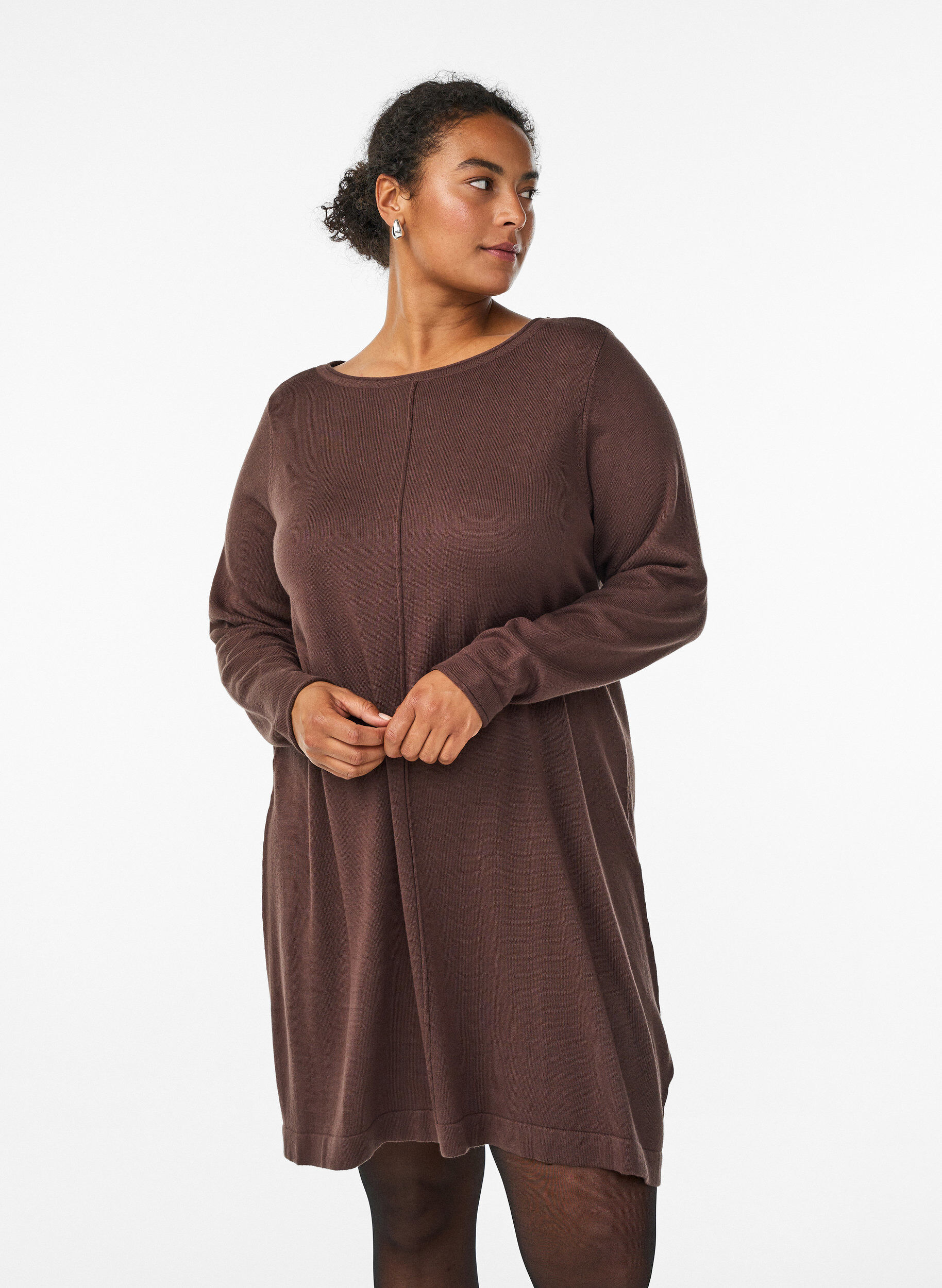 ZizziStrickkleid aus Baumwoll-Viskose-Mischung, Braun, Model image number 0