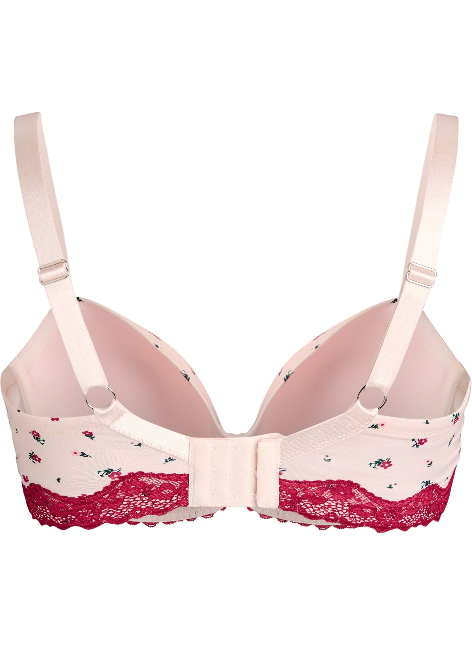 ZizziVorgeformter BH mit Blumenmuster und Spitze, Rot, Packshot image number 1