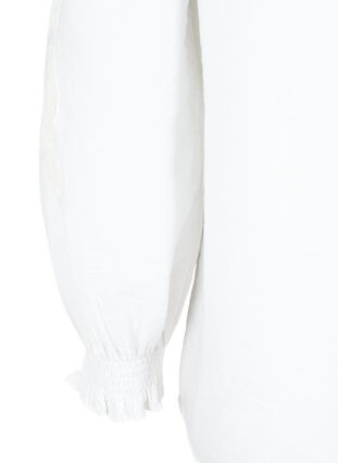 Bluse mit Rüschen und Lochstickerei, Bright White, Packshot image number 3