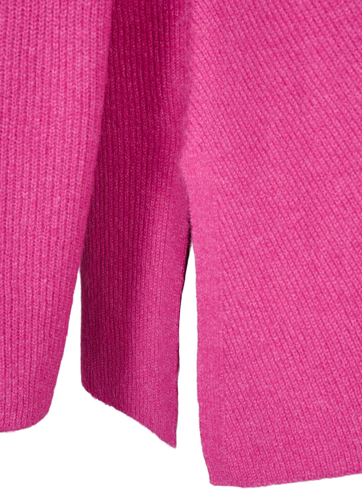 Melange-Pullover mit Seitenschlitz, R. Rose/White Mel., Packshot image number 3
