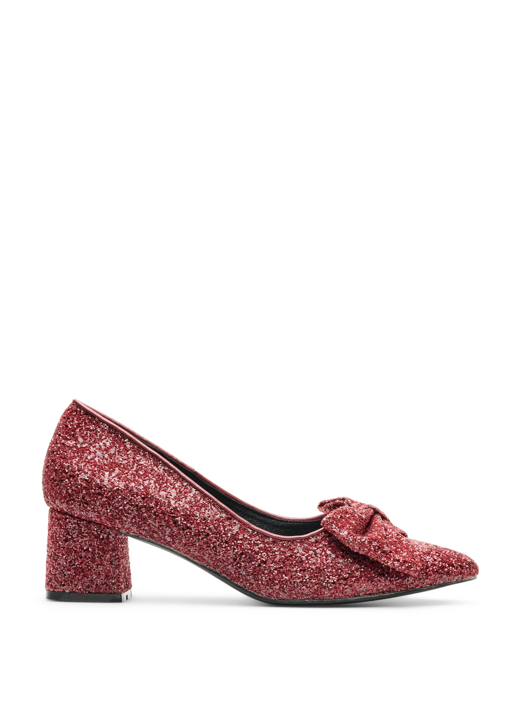 ZizziGlitzer-Pumps mit Schleife, Rot, Packshot image number 0