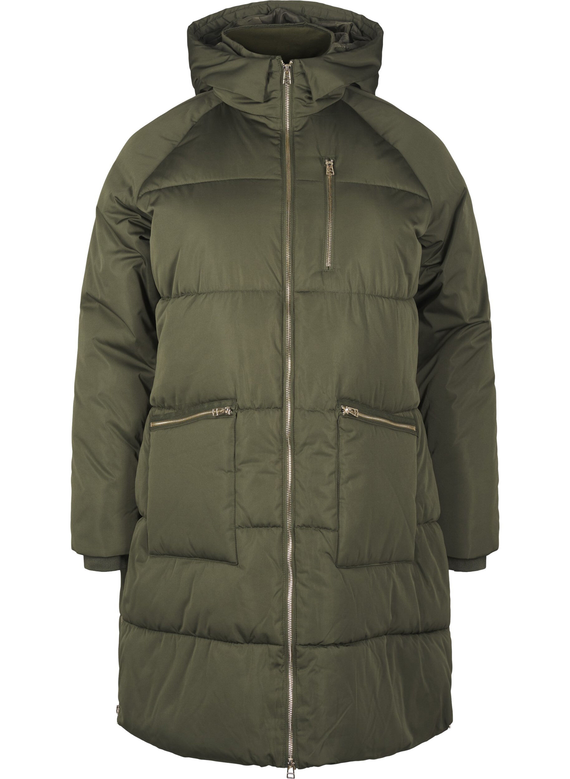 Zizzi Pufferjacke mit Kapuze, Gr&uuml;n, Packshot image number 0