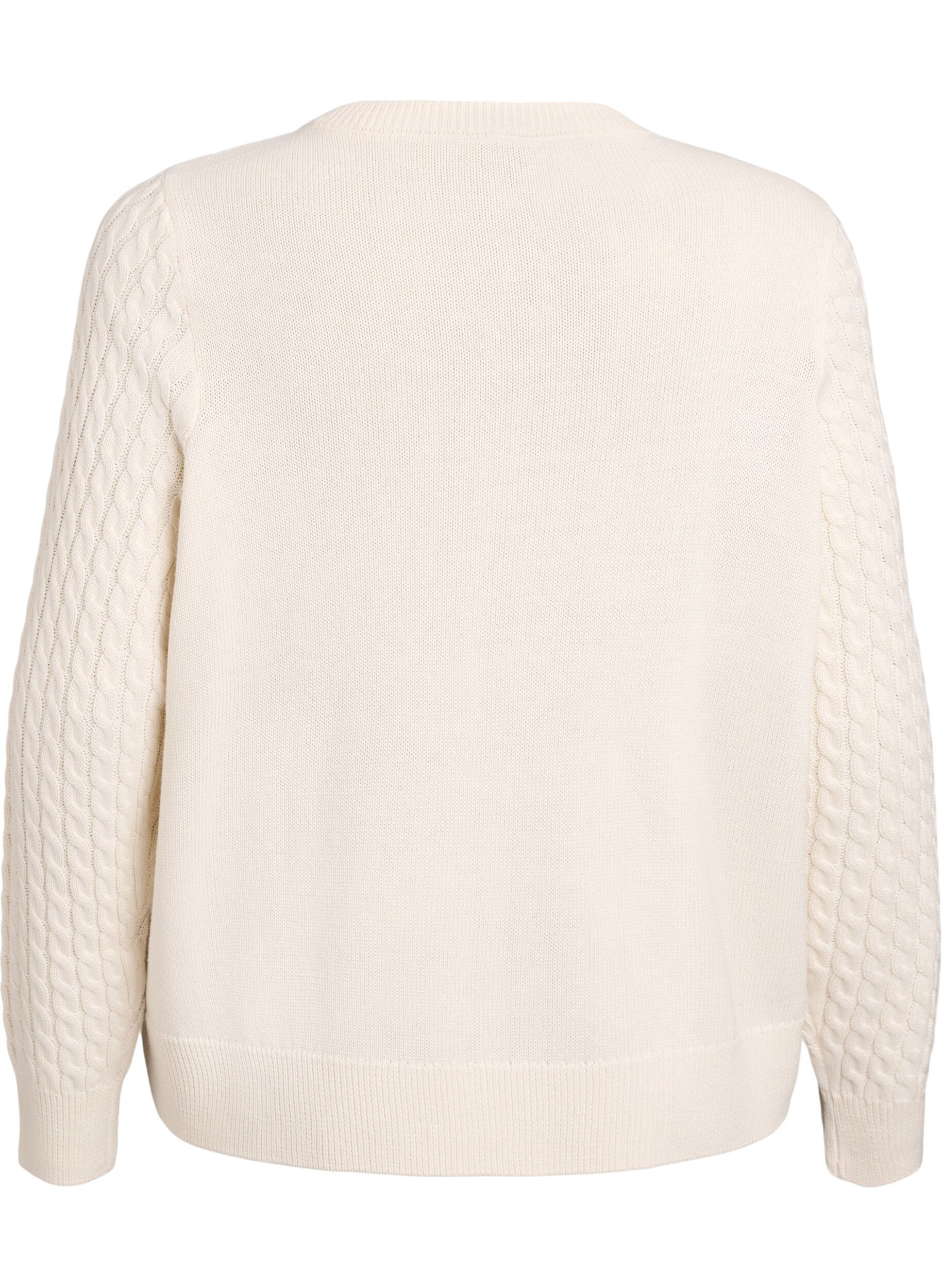 ZizziZopfmuster-Strickjacke mit goldenen Kn&ouml;pfen, Vanille, Packshot image number 1