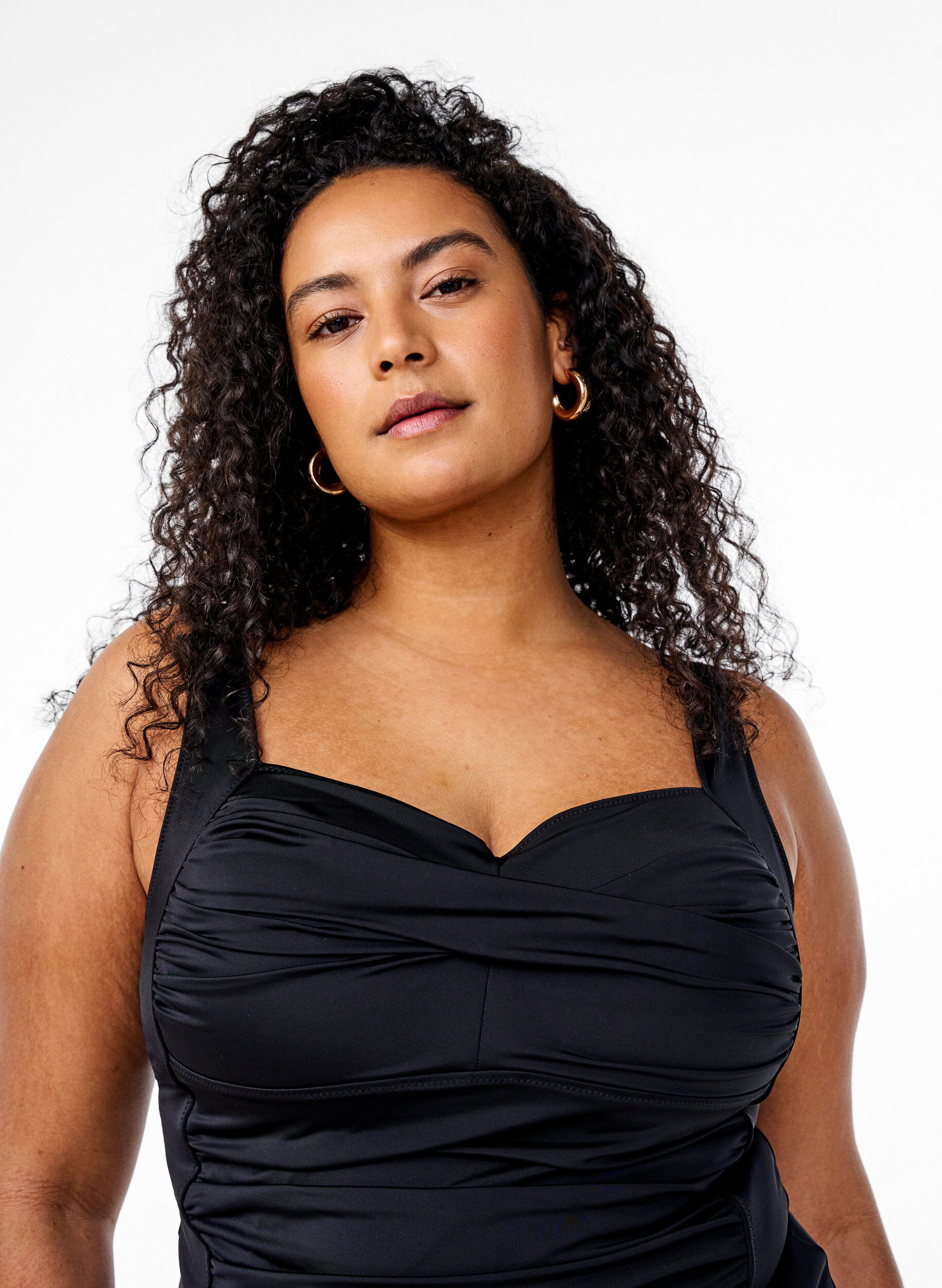 Zizzi Tankini mit Drapierung, Schwarz, Model image number 2