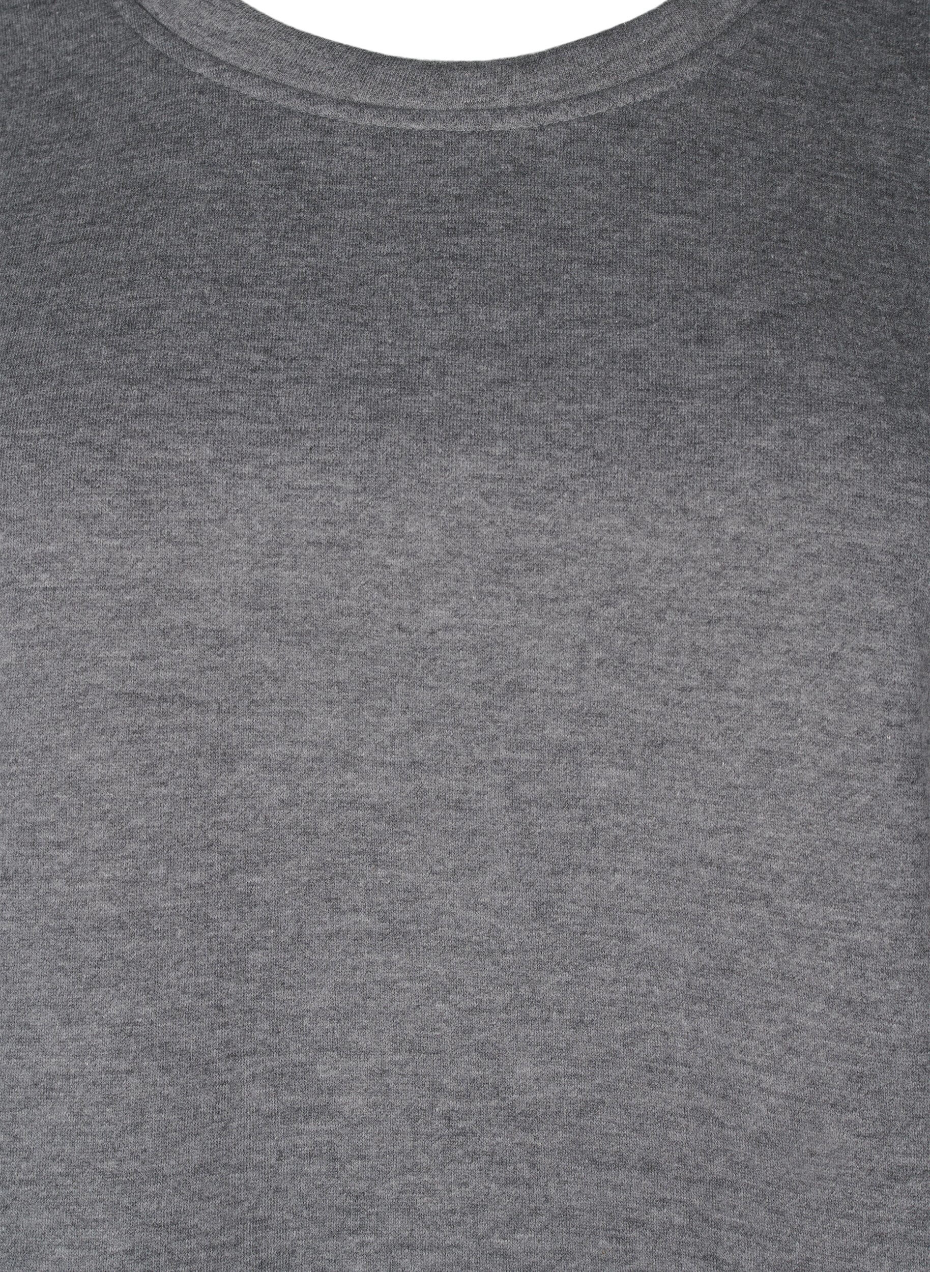 Zizzi Sweatshirt mit Kontrastn&auml;hten, Medium Grey M&eacute;l, Packshot image number 2