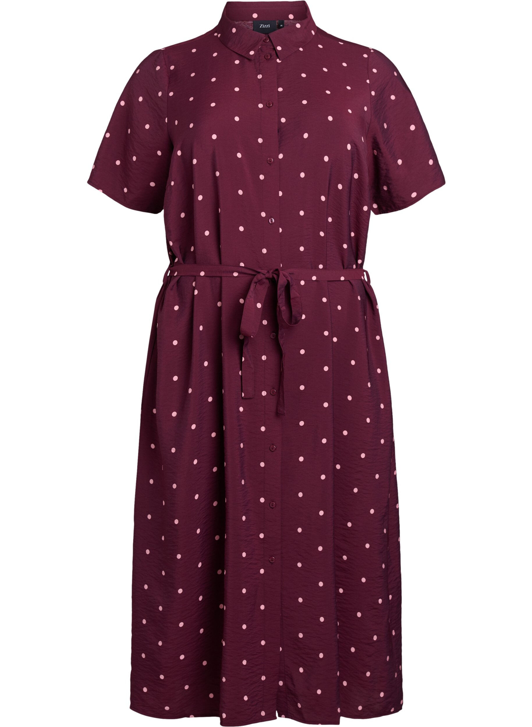 Zizzi Midikleid aus Hemd mit Polka Dots, Rot, Packshot image number 0