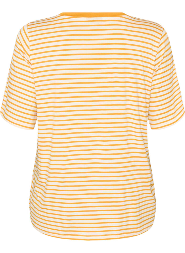 Gestreiftes T-Shirt aus TENCEL&trade; Lyocell, Gelb, Packshot image number 1