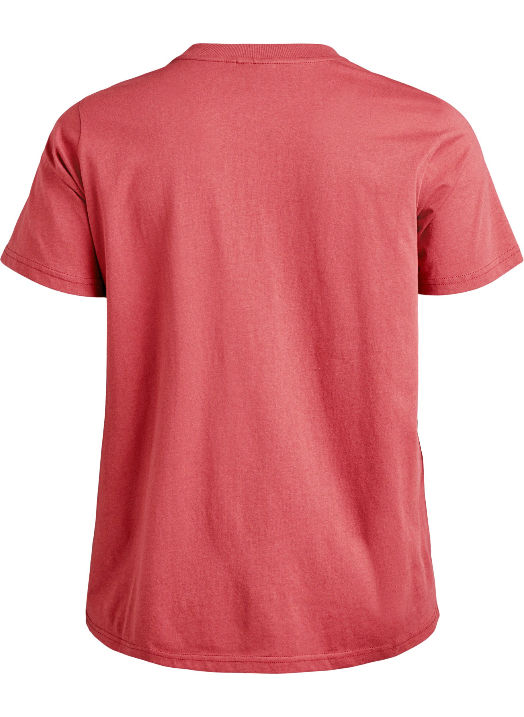Zizzi Basic-T-Shirt aus Baumwolle mit Rundhalsausschnitt, Rot, Packshot image number 1
