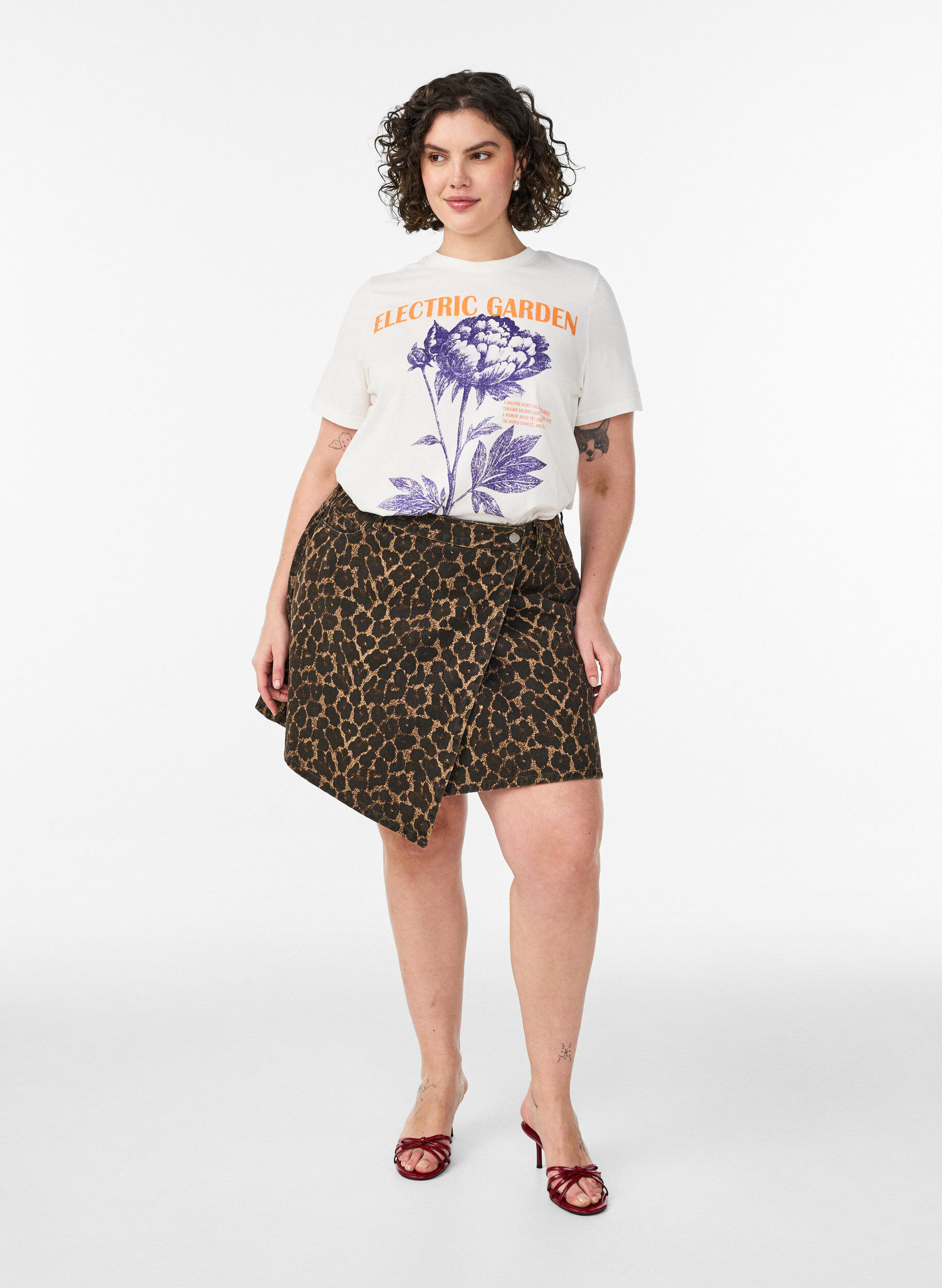 ZizziT-shirt aus Baumwolle mit Print, Wei&szlig;, Model image number 1