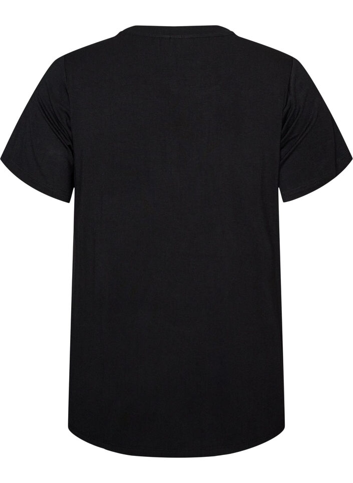 T-Shirt aus Viskose mit Strasssteinen, Schwarz, Packshot image number 1