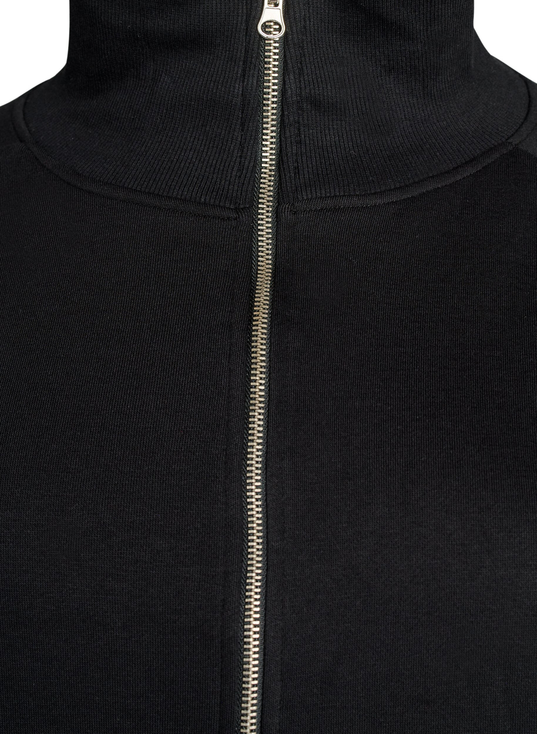 ZizziSweatjacke mit hohem Kragen und Rei&szlig;verschluss, Schwarz, Packshot image number 2