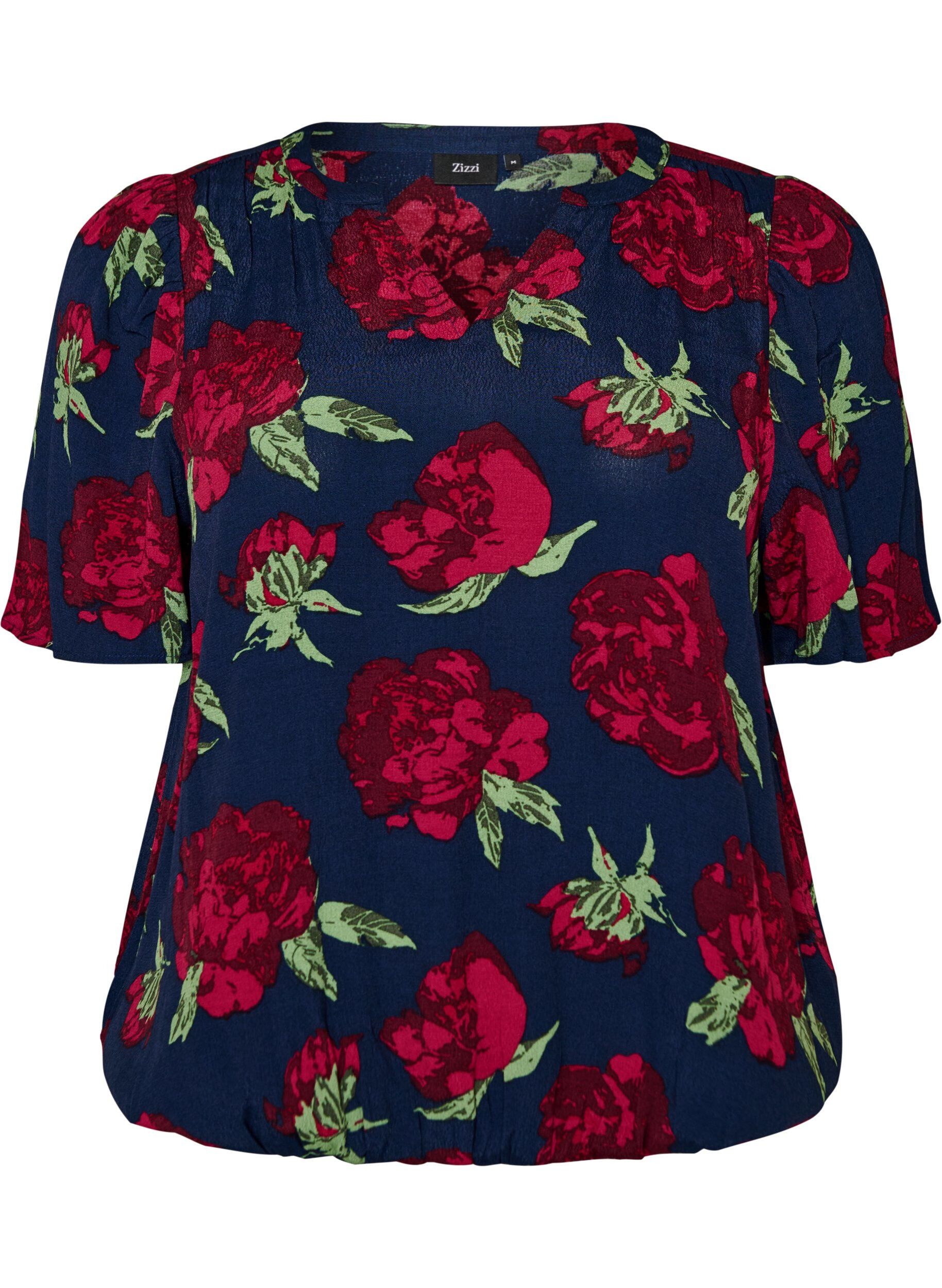 ZizziBluse aus Viskose mit Blumenprint und Ballonform, Blau, Packshot image number 0
