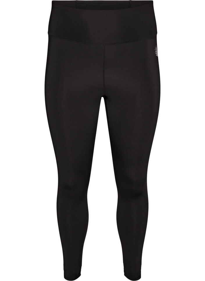 Trainingstights mit hoher Taille und Tasche im Bund, Schwarz, Packshot image number 0
