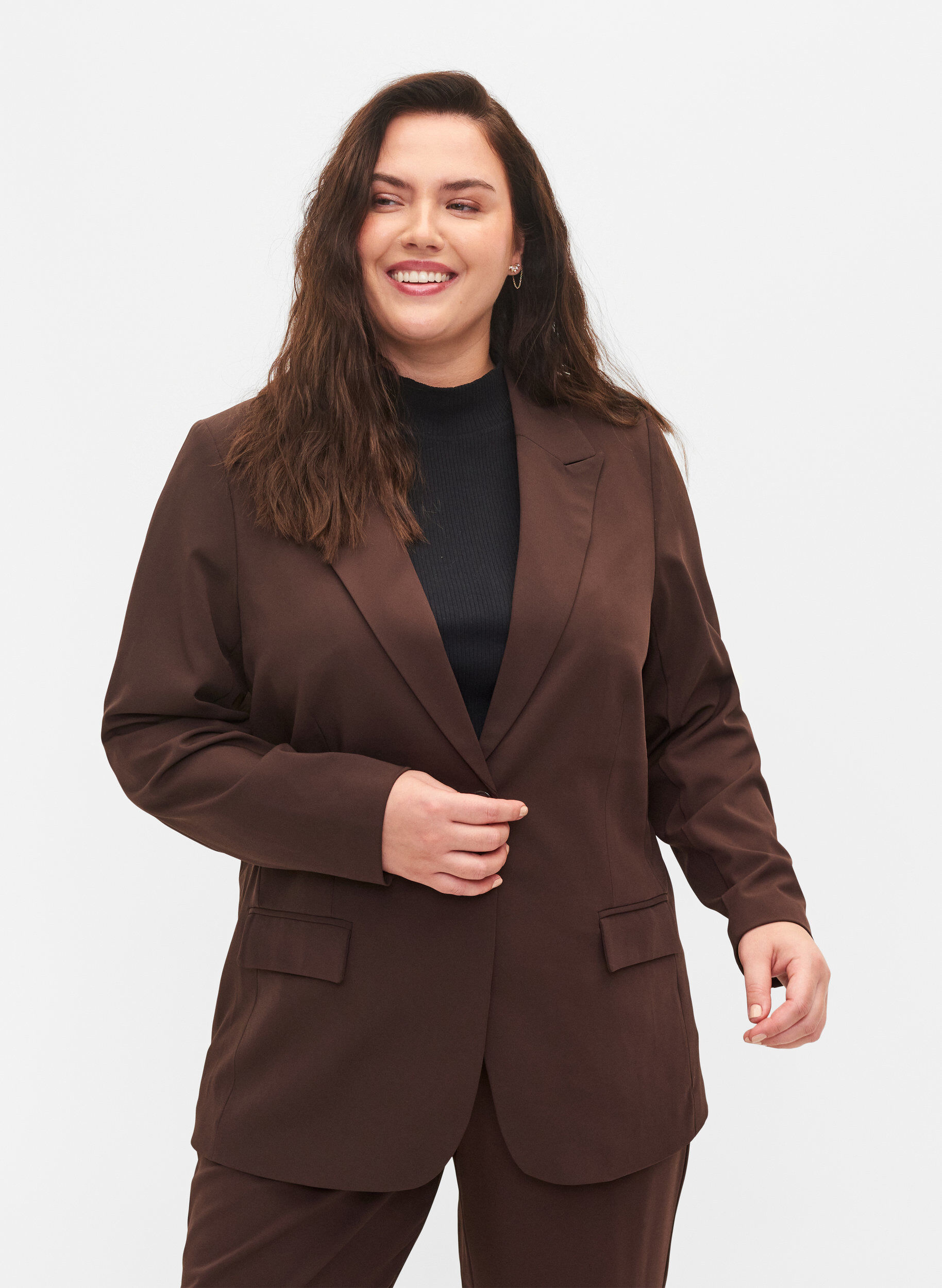 Zizzi Klassischer Blazer mit Taschen, Java, Model image number 0