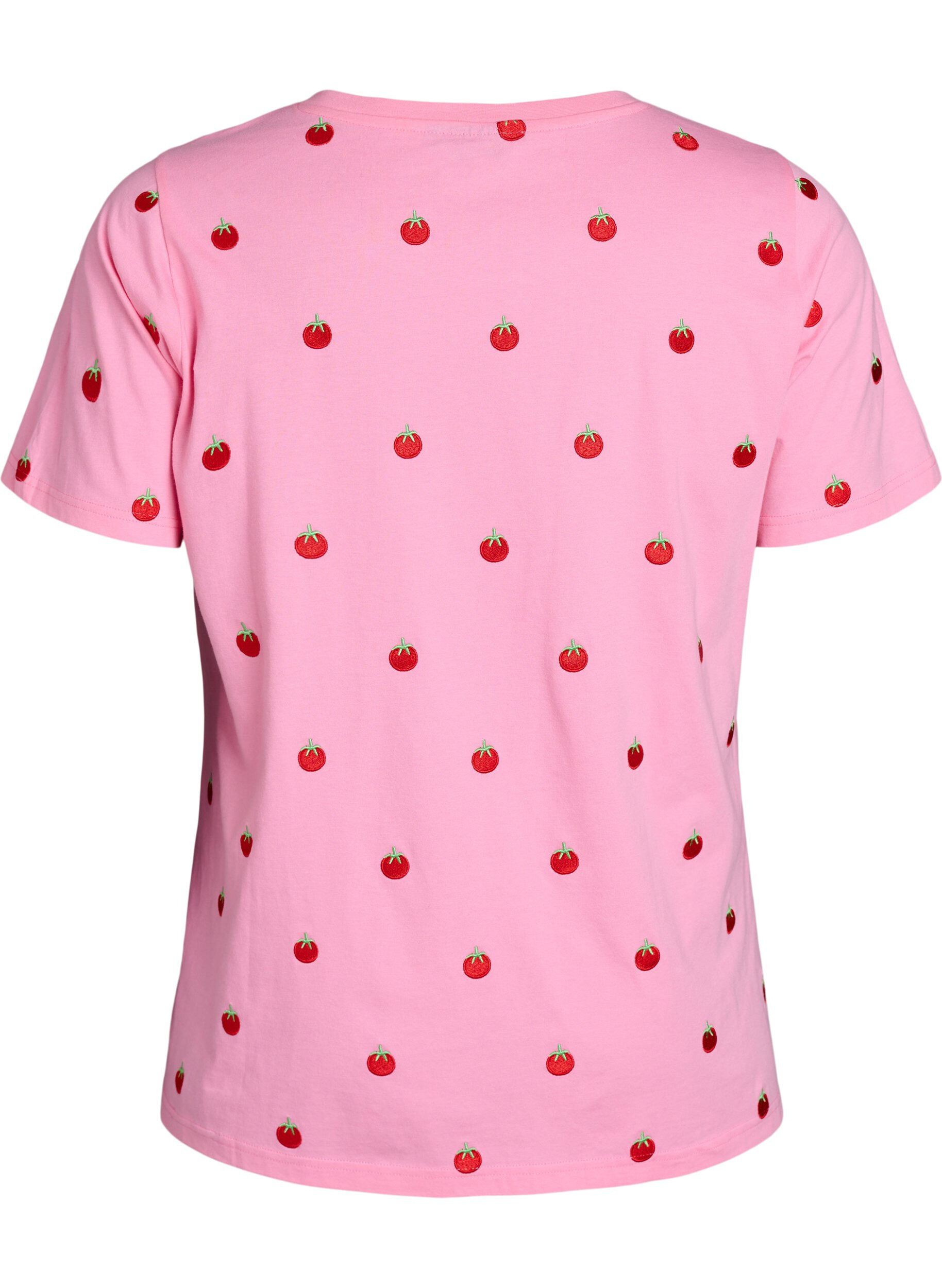 ZizziT-Shirt aus Bio-Baumwolle mit aufgestickten Motiven, Pink, Packshot image number 1