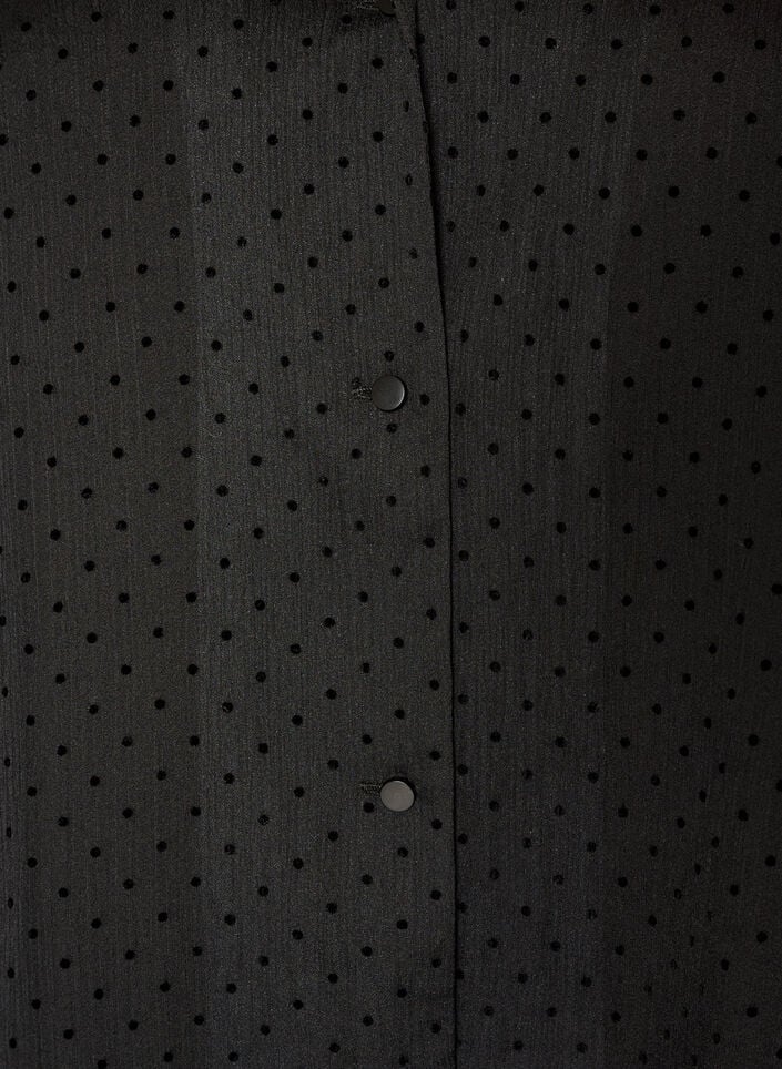 Gepunktete Hemdbluse mit Revers, Schwarz, Packshot