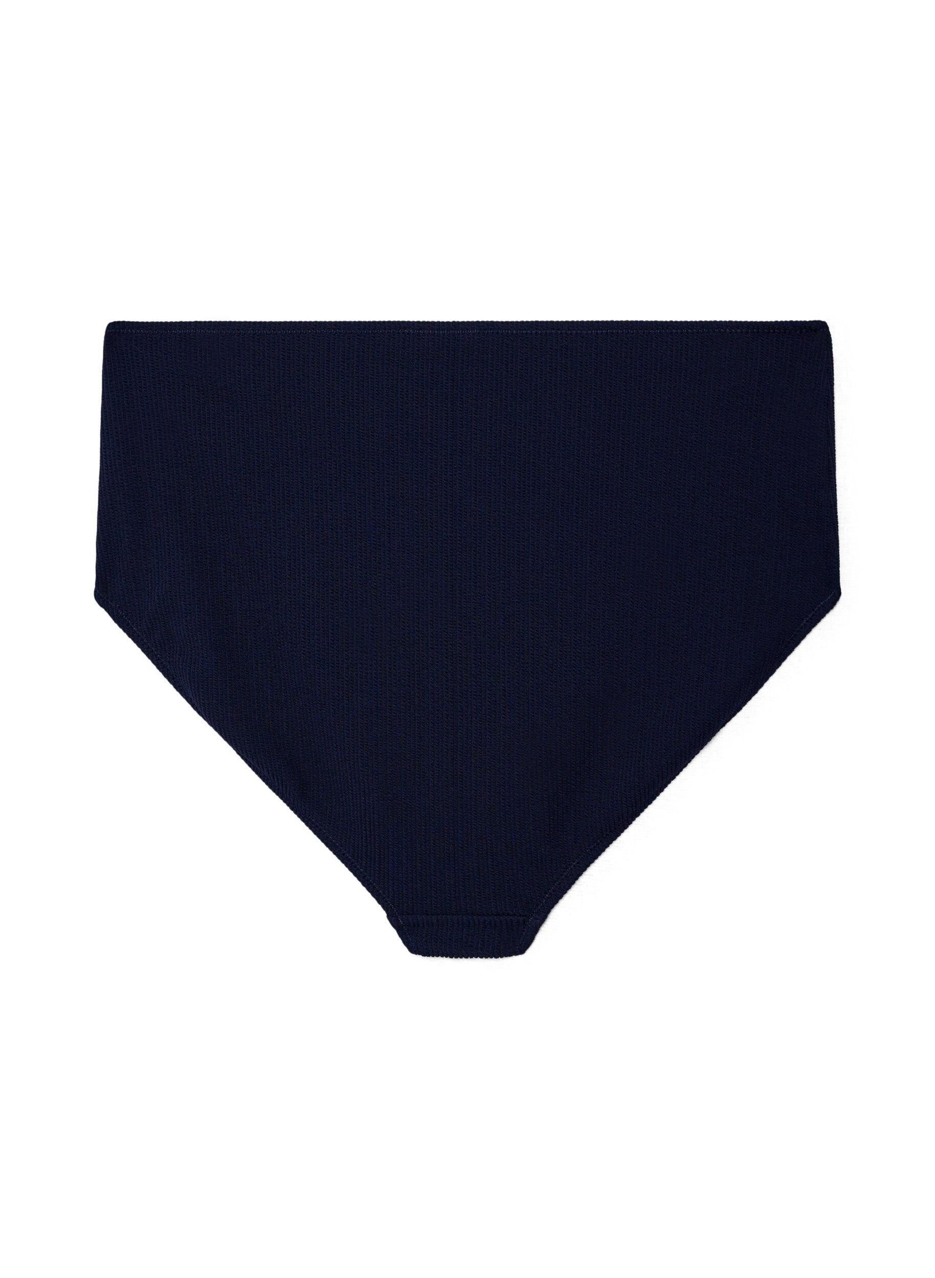 Zizzi Hoch taillierte Bikinihose mit Struktur, Blau, Packshot image number 1