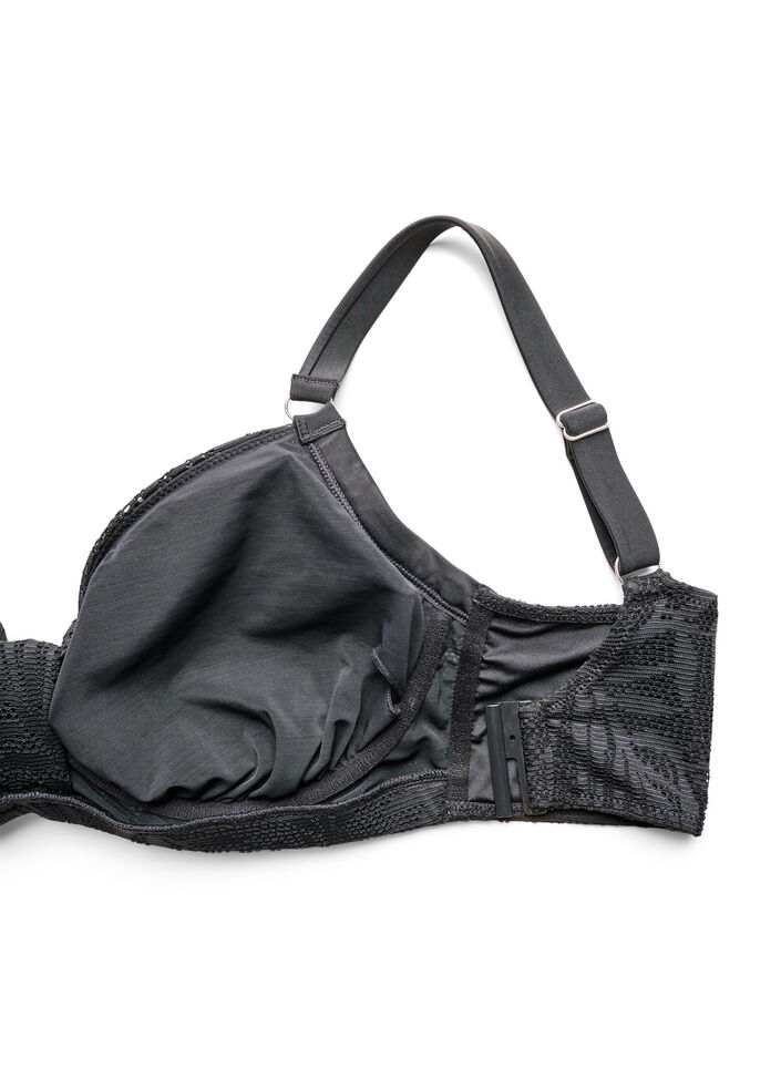 Bikini Top aus strukturiertem Mesh mit herausnehmbaren Einlagen, Schwarz, Packshot image number 3