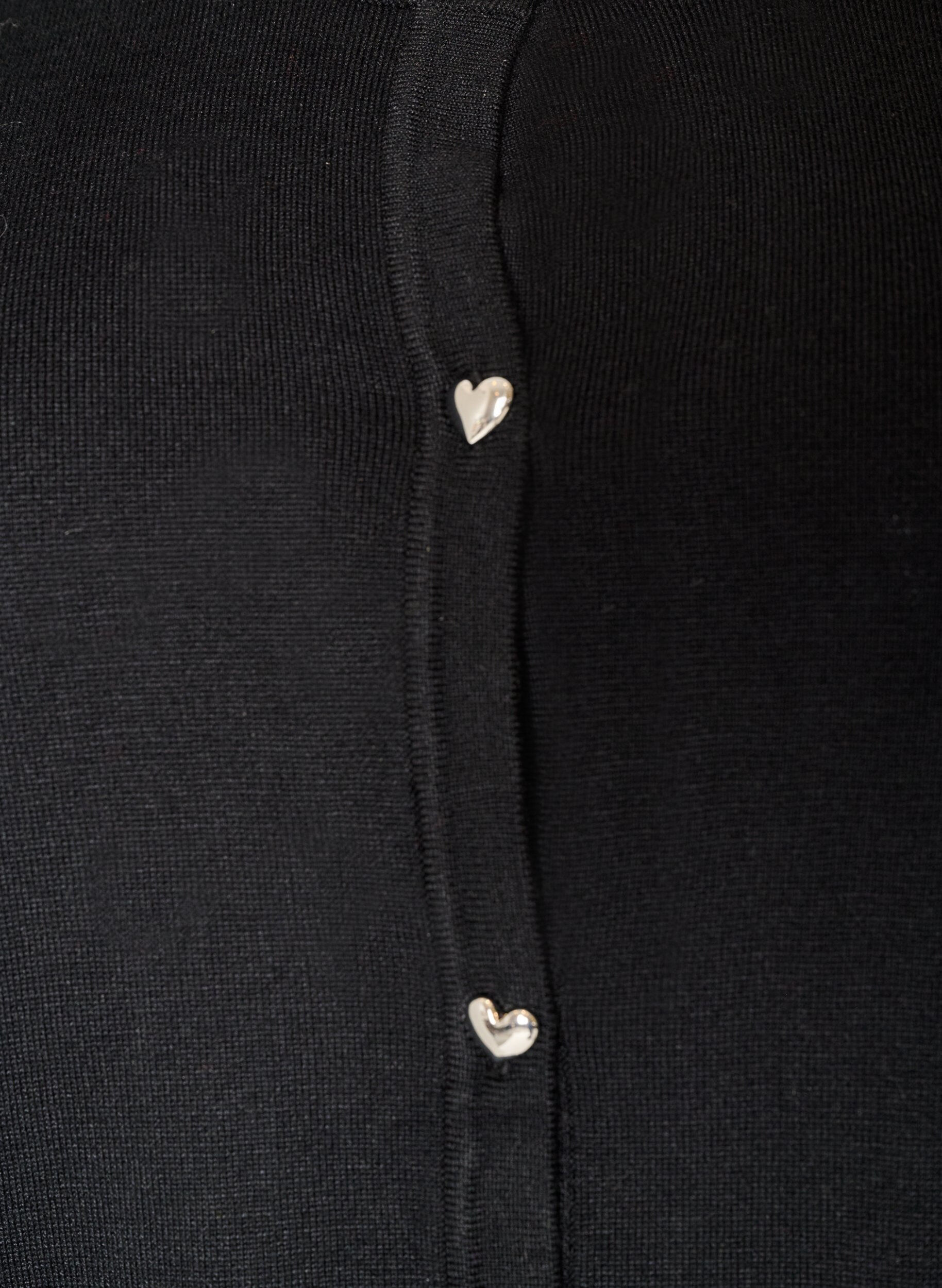 ZizziStrickjacke mit Herzkn&ouml;pfen und kurzen &Auml;rmeln, Schwarz, Packshot image number 2