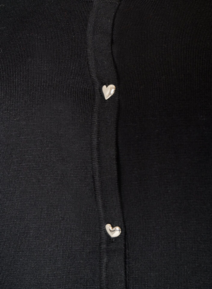 Strickjacke mit Herzkn&ouml;pfen und kurzen &Auml;rmeln, Schwarz, Packshot image number 2
