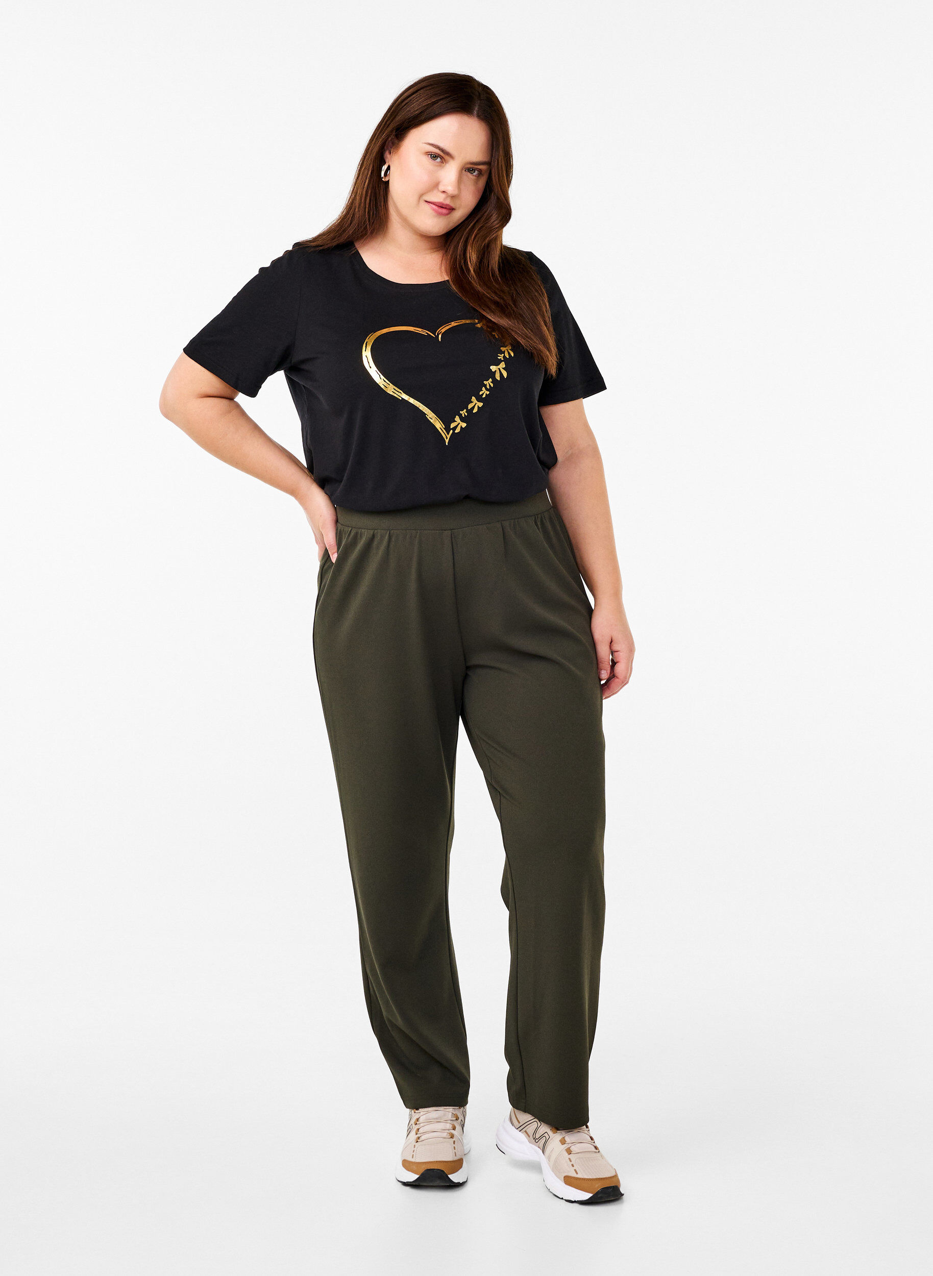 Zizzi FLASH - T-Shirt mit Print, Schwarz, Model image number 1